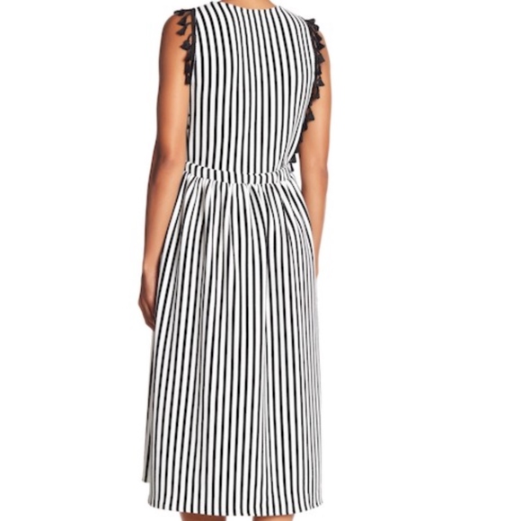 Eva Franco Anthropologie Black/White Stripe Tassel Dress - Picture 2 of 5